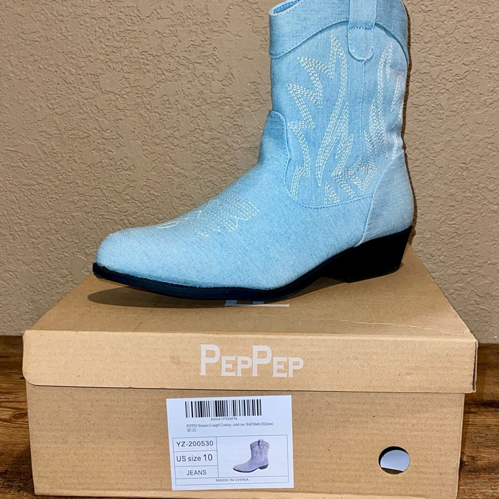 PepPep Light Blue Western Boots